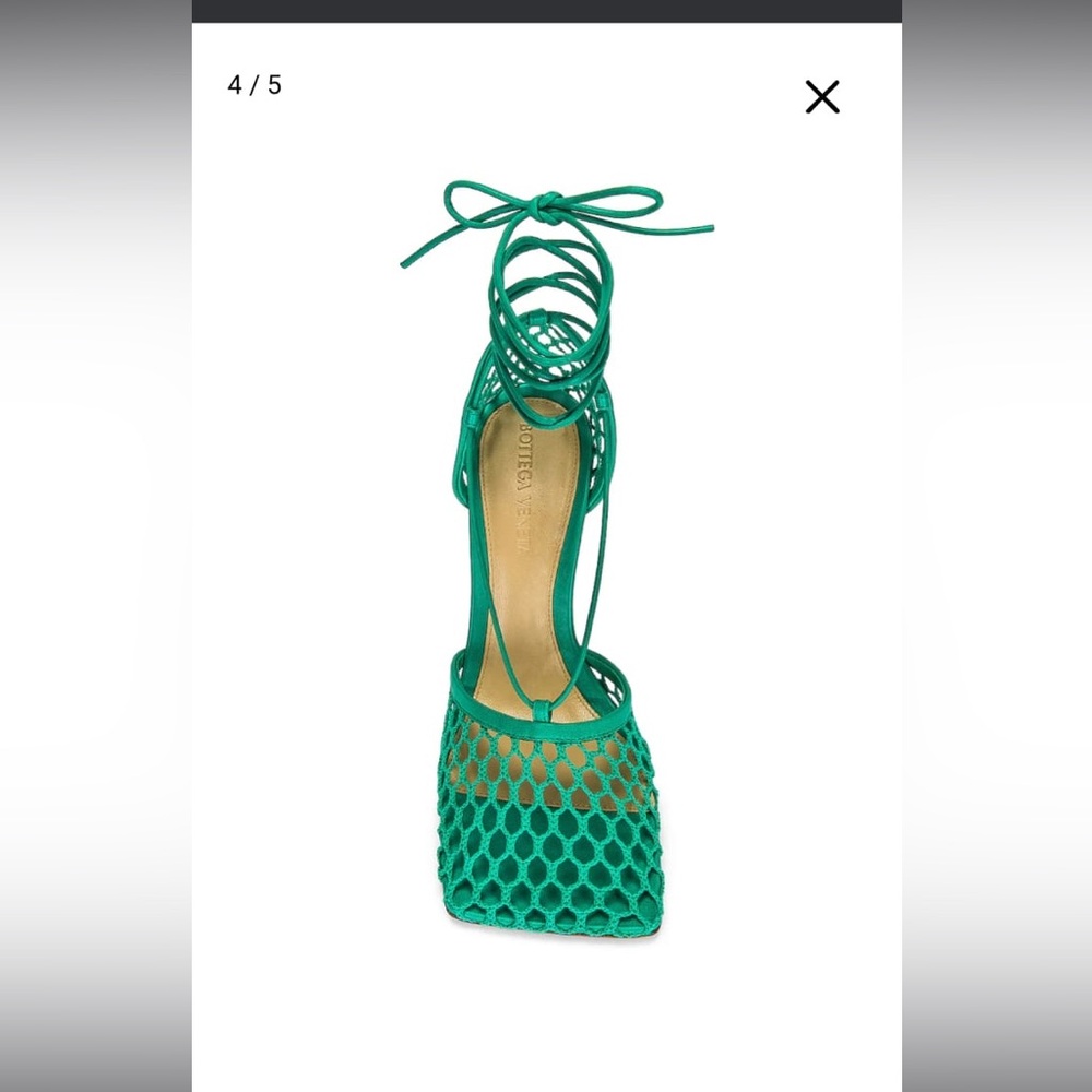 Bottega Veneta Green Heeled Shoes with Woven Design